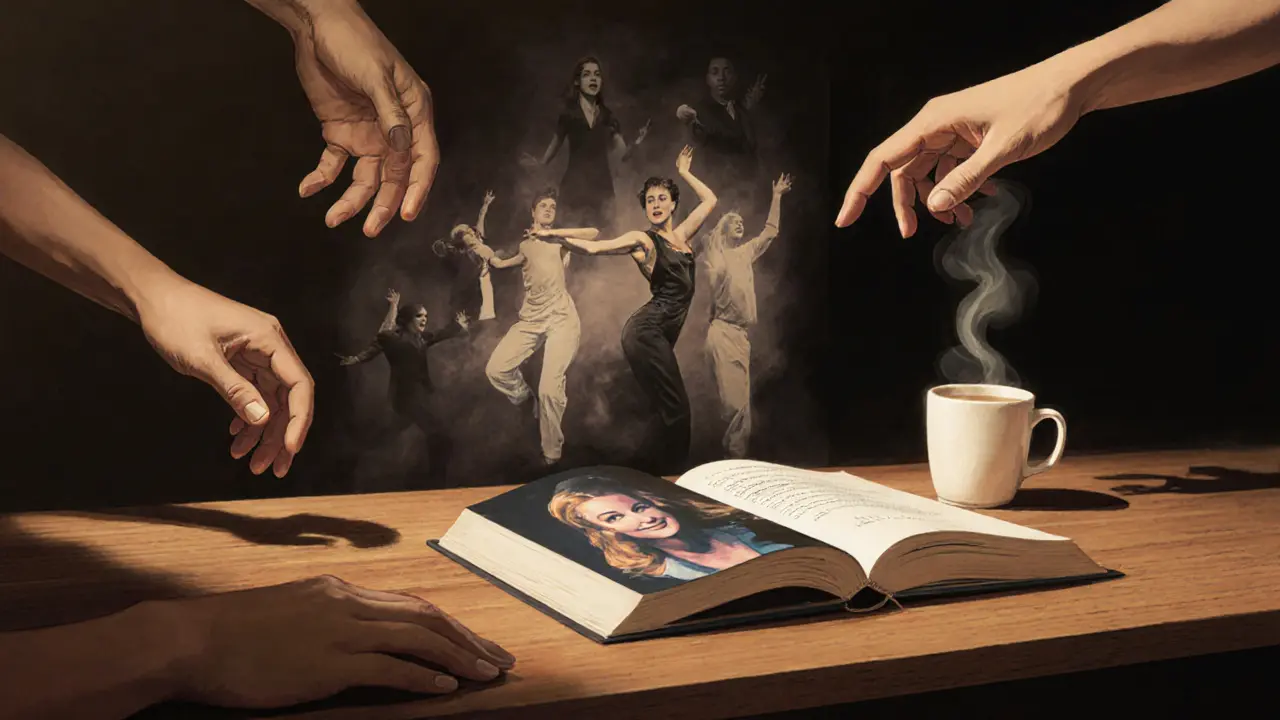 Her book &#039;Not a Fantasy, But a Choice&#039; open on a table, with hands reaching toward it in mentorship.