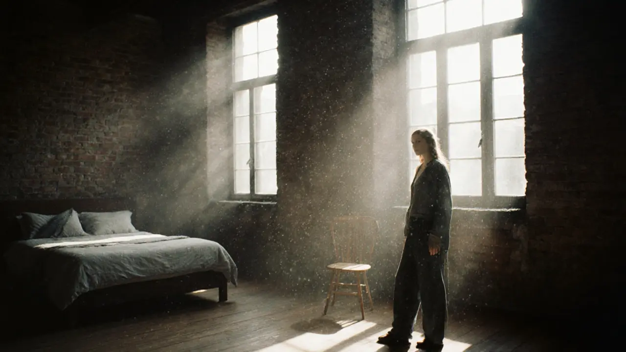 Minimalist studio interior with natural light, wooden floor, and brick walls in Munich