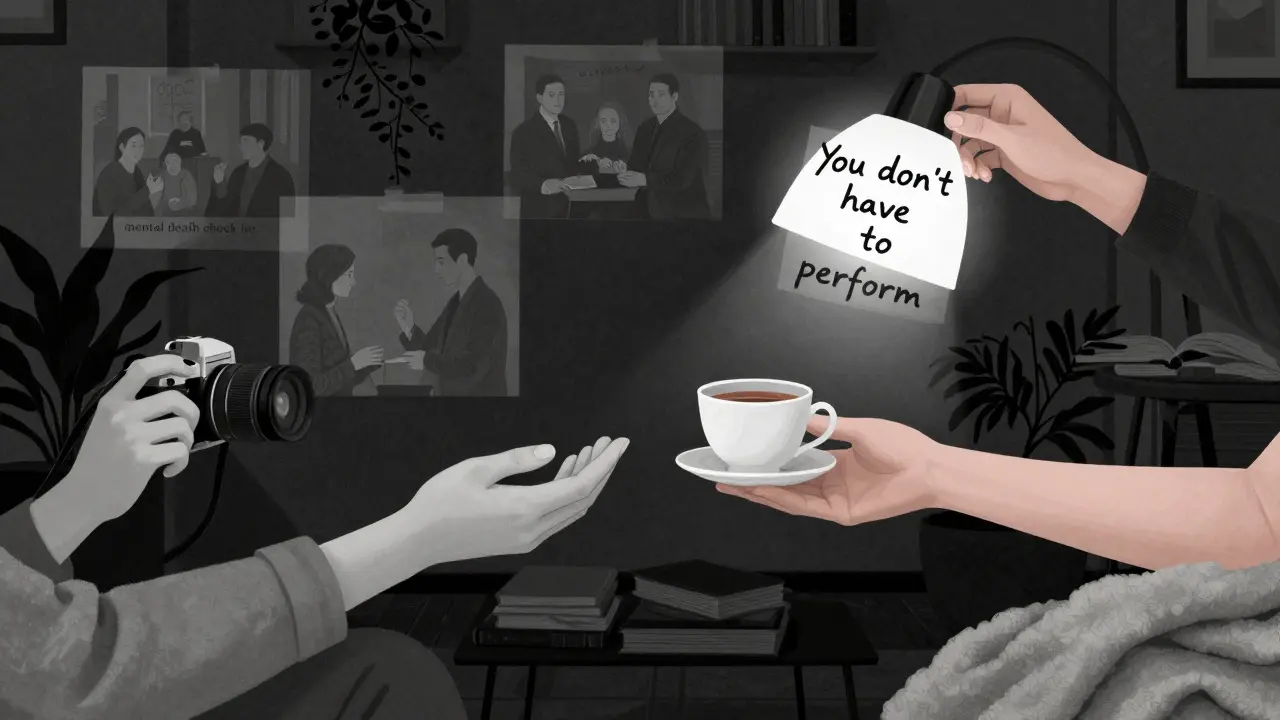 Three hands symbolizing collaboration and consent in a quiet studio space, with floating notes and plants surrounding them.